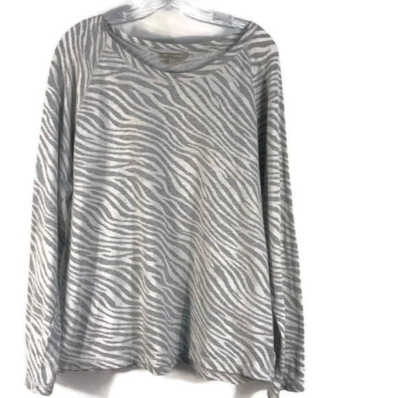 Banana Republic Sweater Zebra Print Grey White Size Large - Picture 1 of 6